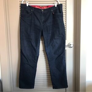 Slim Dark Wash Denim Blue Jeans with Straight Leg Cut Plus Size 16